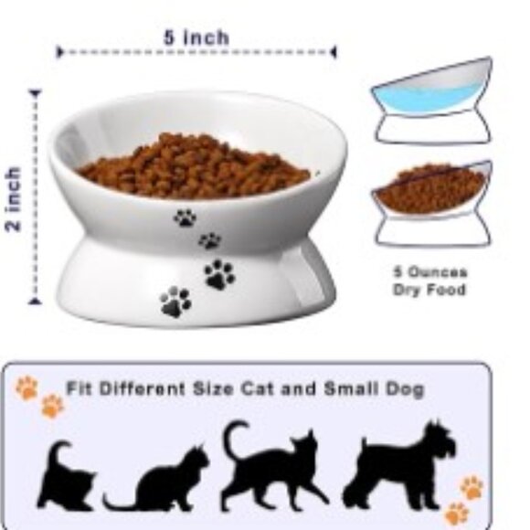 Ceramic Pet Bowl, Tilted & Raised white & black NWT - Picture 3 of 5